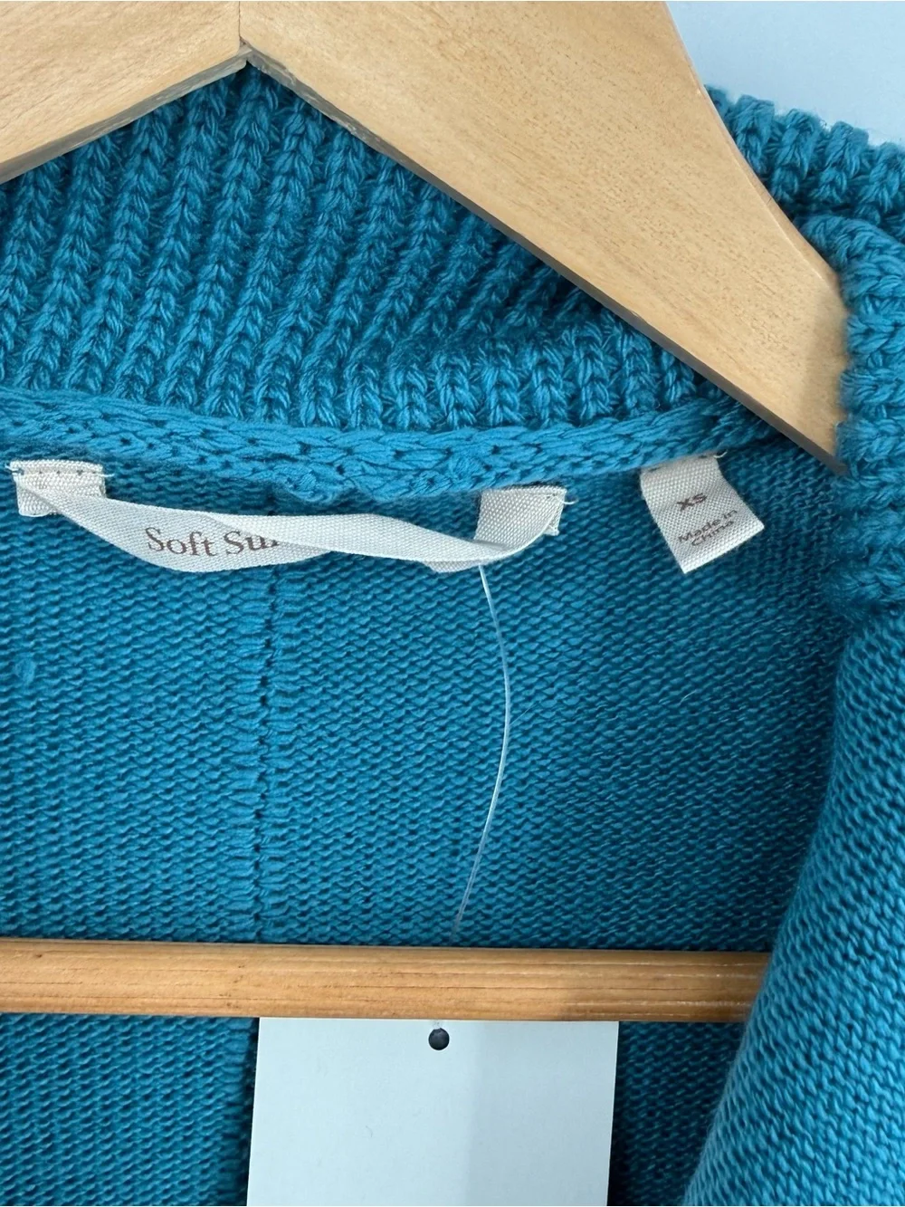 Soft Surroundings NWT Drape Open Front Cardigan Sweater Ruffle Teal Size XS